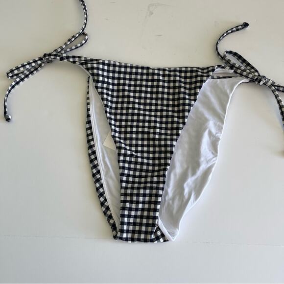 Andie Swim Gingham The String Bikini Bottom Black White Plaid - Picture 2 of 13